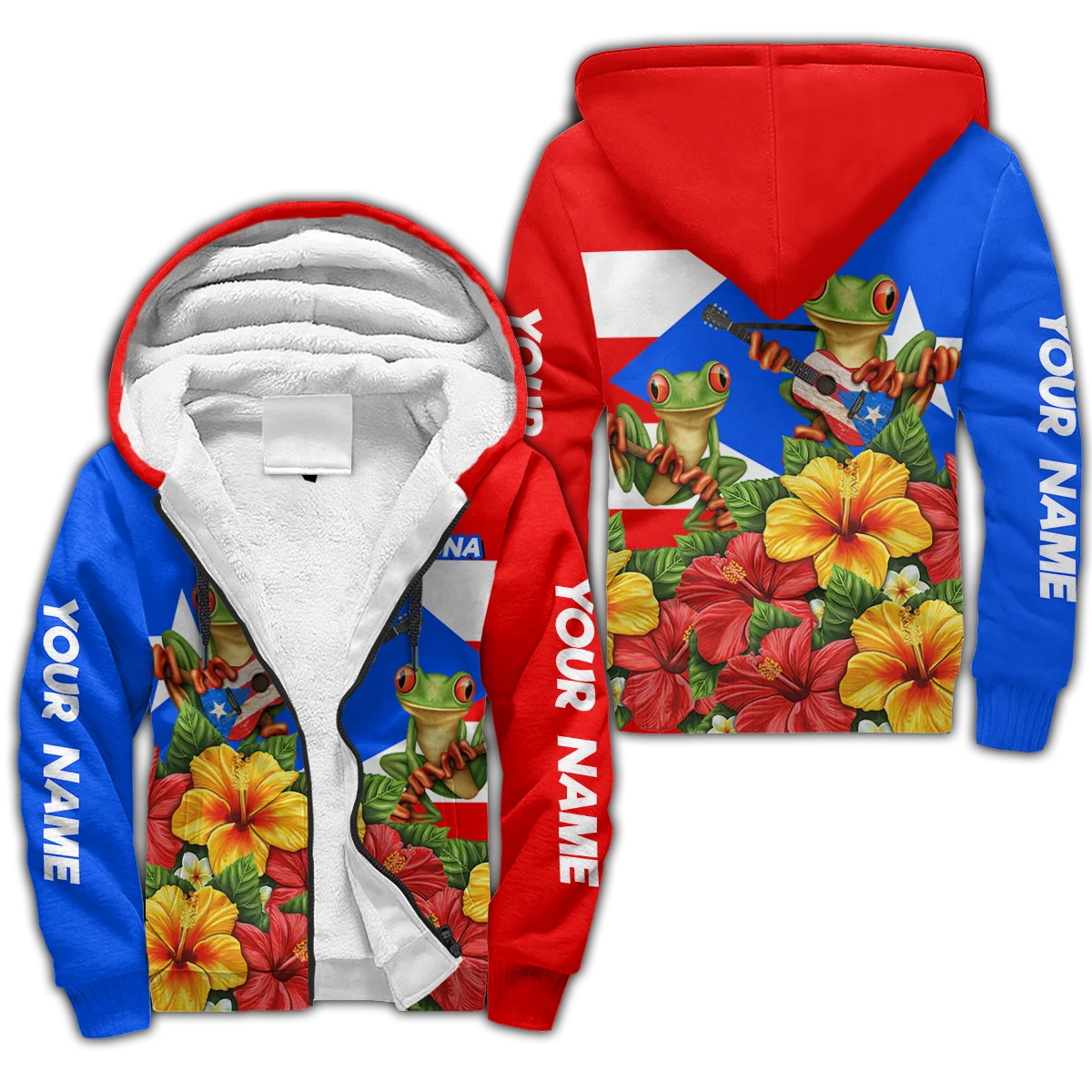 Tessffel Country Puerto Rico Caribbean Sea Camo Tattoo Flag 3DPrint Men/Women Funny Winter Coat Fleece Hoodies Casual Jacket A1