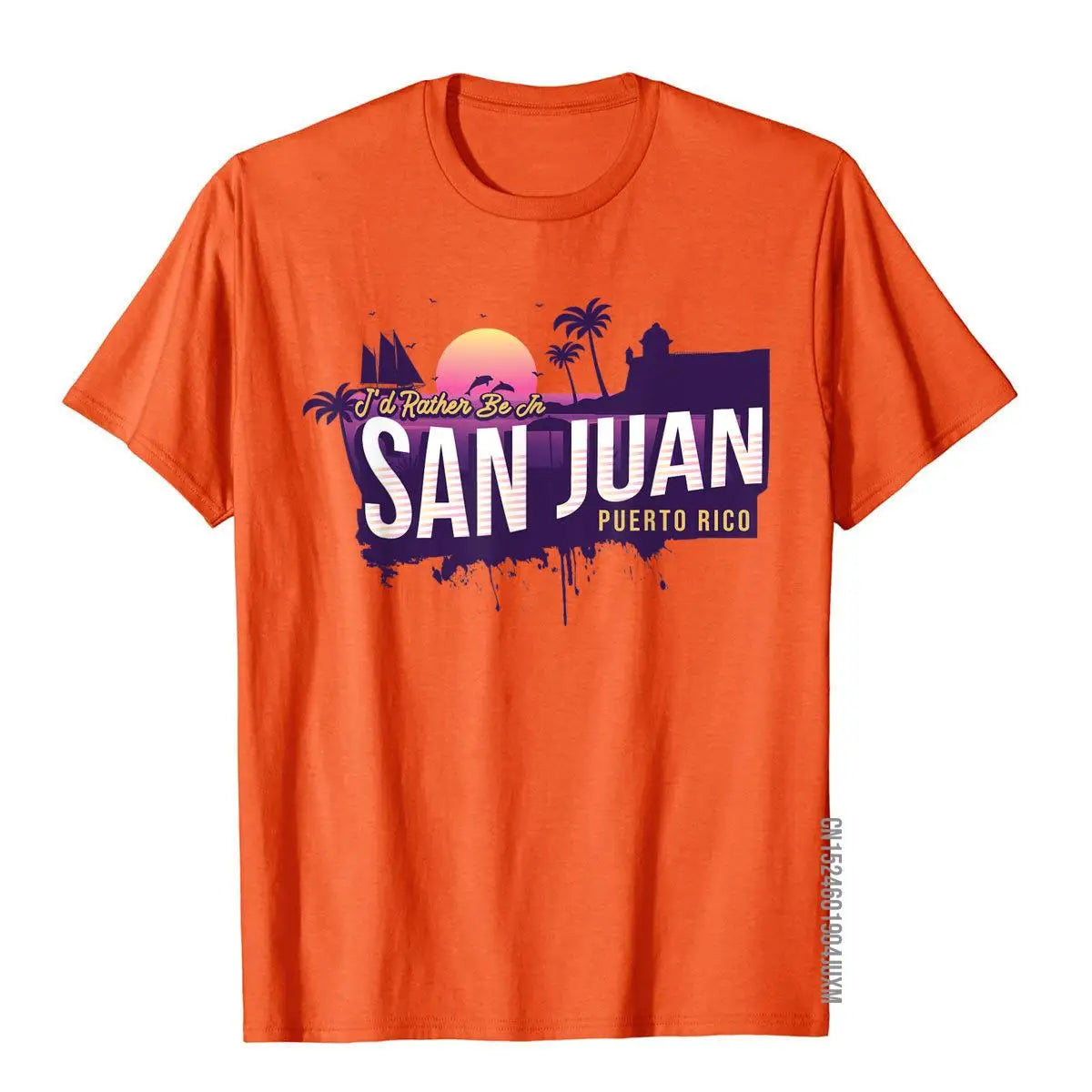 I'd Rather Be In San Juan Puerto Rico Vintage Souvenir T-Shirt Birthday Tops Shirt For Men Cheap Cotton Top T-Shirts Printed