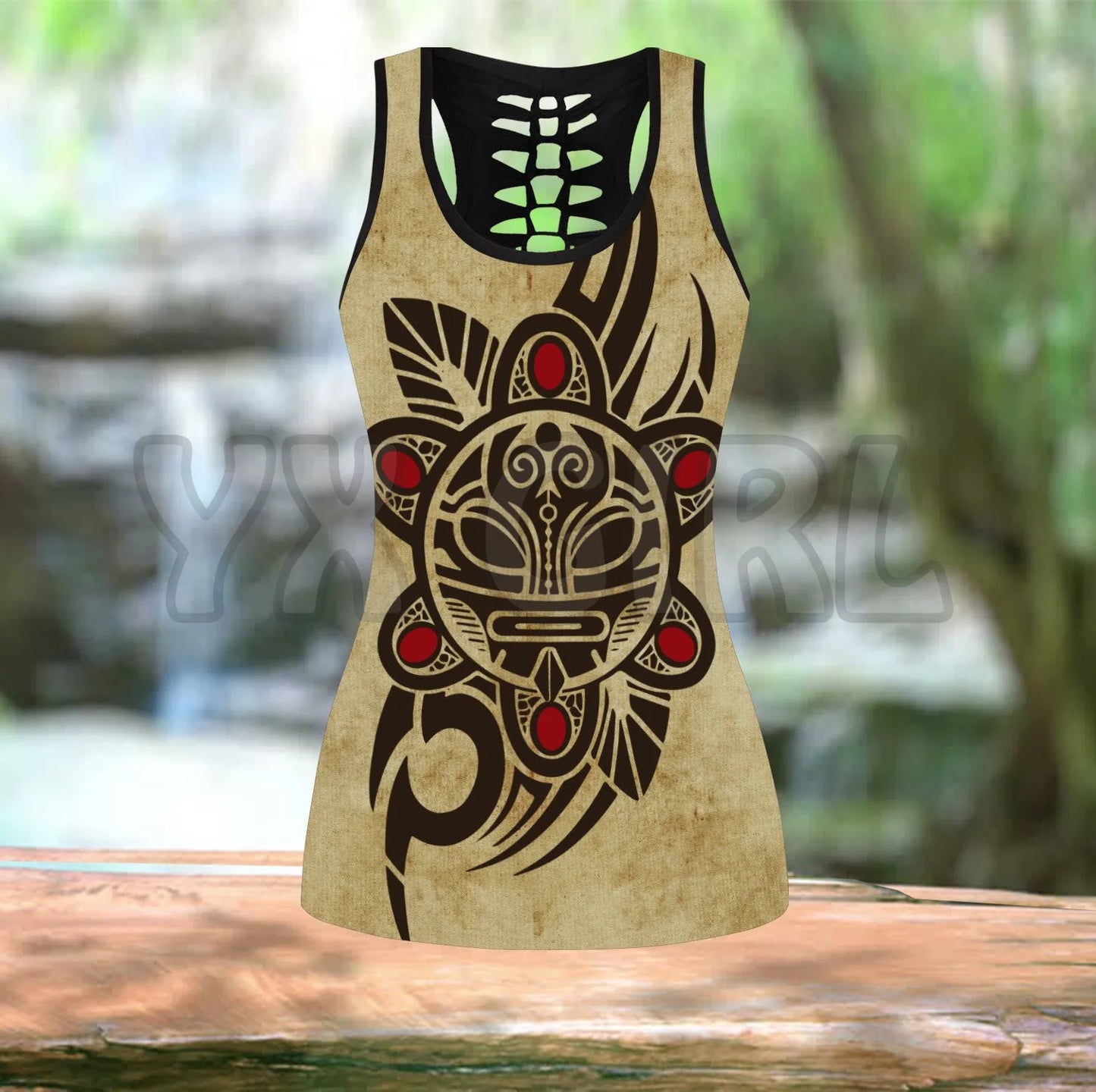 Puerto Rico With Skull 3D Printed Tank Top+Legging Combo Outfit Yoga Fitness Legging Women