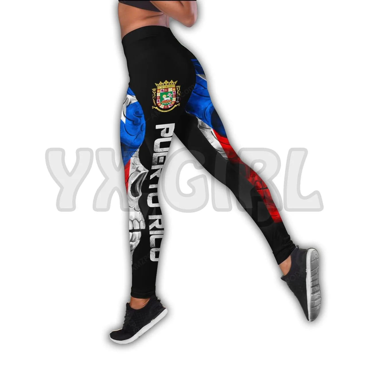 Puerto Rico With Skull 3D Printed Tank Top+Legging Combo Outfit Yoga Fitness Legging Women