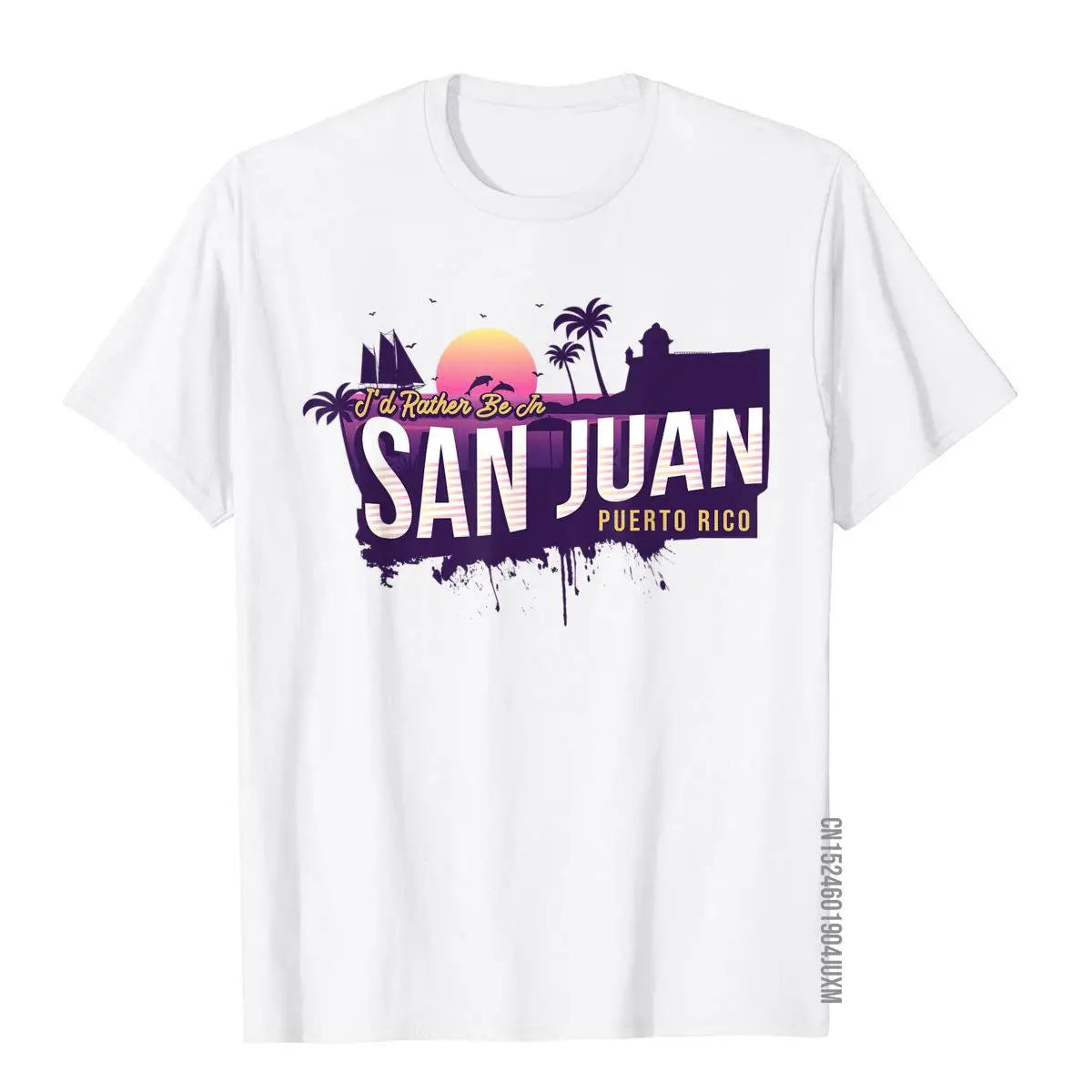 I'd Rather Be In San Juan Puerto Rico Vintage Souvenir T-Shirt Birthday Tops Shirt For Men Cheap Cotton Top T-Shirts Printed