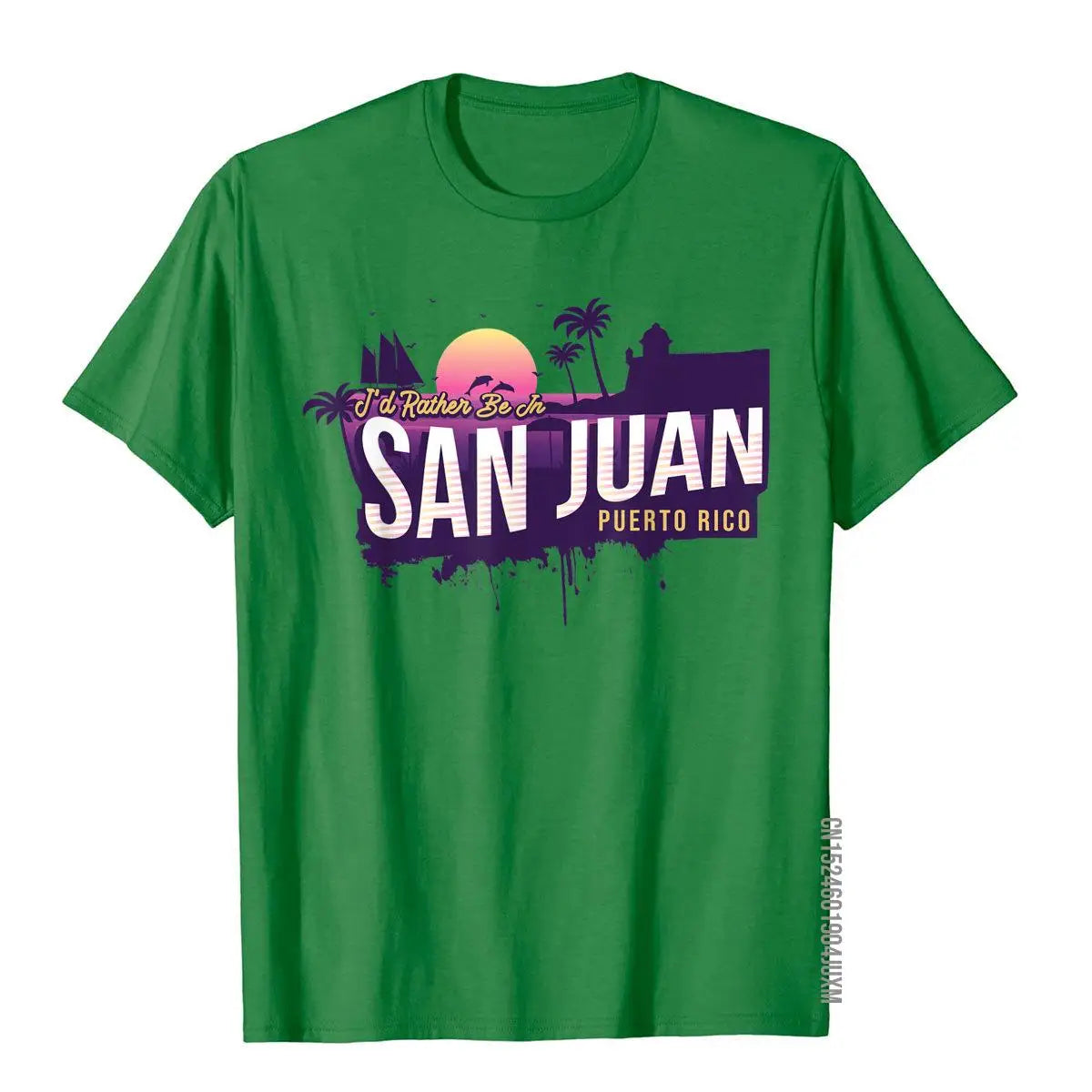 I'd Rather Be In San Juan Puerto Rico Vintage Souvenir T-Shirt Birthday Tops Shirt For Men Cheap Cotton Top T-Shirts Printed