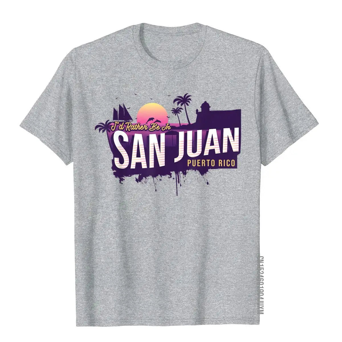 I'd Rather Be In San Juan Puerto Rico Vintage Souvenir T-Shirt Birthday Tops Shirt For Men Cheap Cotton Top T-Shirts Printed