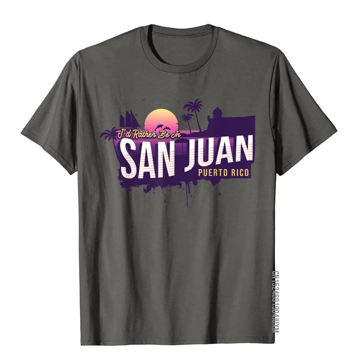 I'd Rather Be In San Juan Puerto Rico Vintage Souvenir T-Shirt Birthday Tops Shirt For Men Cheap Cotton Top T-Shirts Printed