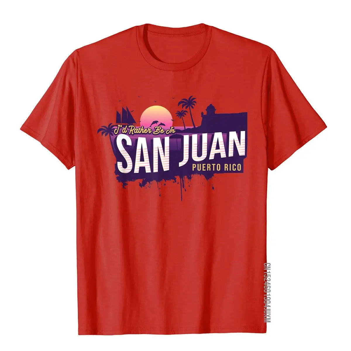 I'd Rather Be In San Juan Puerto Rico Vintage Souvenir T-Shirt Birthday Tops Shirt For Men Cheap Cotton Top T-Shirts Printed