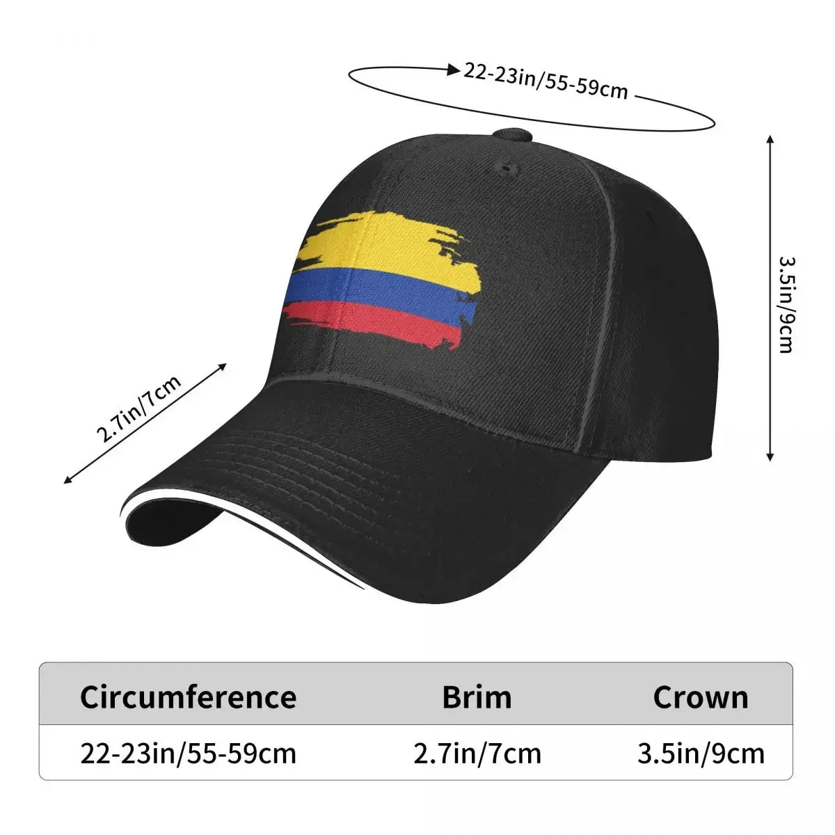 Colombia flag Baseball Cap Custom Cap Vintage Hood Christmas Hat Hats Man Women's