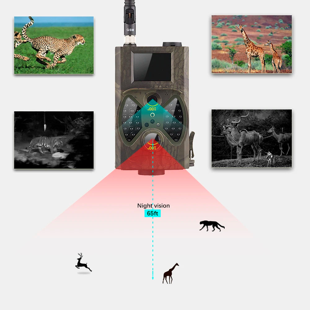 16MP 1080P Hunting Camera 2G MMS SMTP SMS Cellular Wireless Wildlife Trail Cameras HC300M Night Vision Surveillance Wild Cams