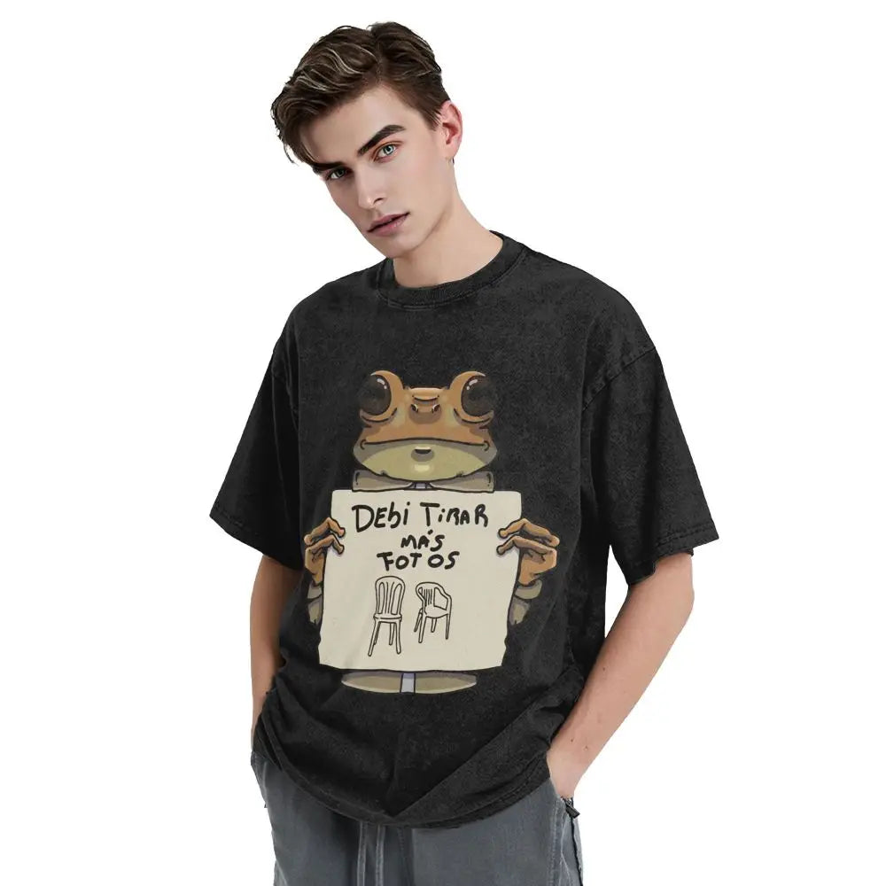 Washed T Shirts DTMF DeBi TiRAR MaS FOToS Bad-Bunnys Hip Hop T-Shirt Harajuku Streetwear Cotton Printed Tops Tees Men Women