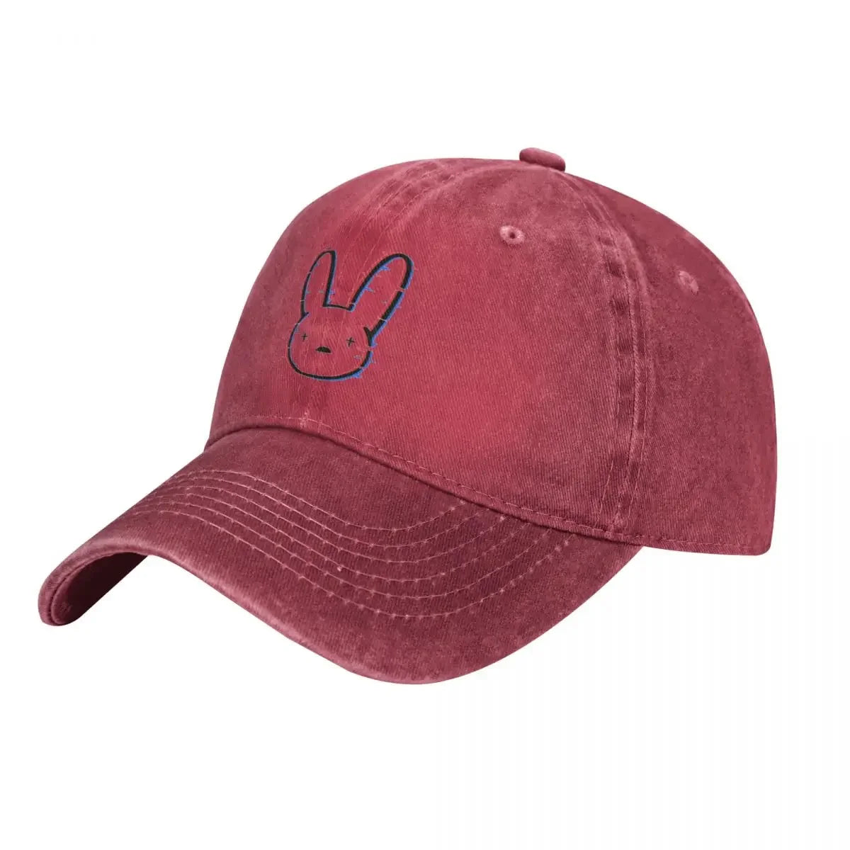 Bad Bunny Washed Baseball Cap Logo Glitch Retro Trucker Hat Unisex Gym Custom All Seasons Travel Adjustable Baseball Caps