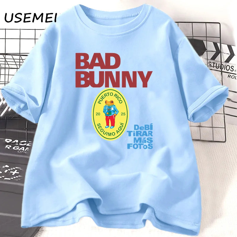Bad Bunny Debi Tirar Mas Fotos T Shirt for Men Women Dtmf New Album T-shirt Hip Hop Cotton Short Sleeve Tees Streetwear Clothing