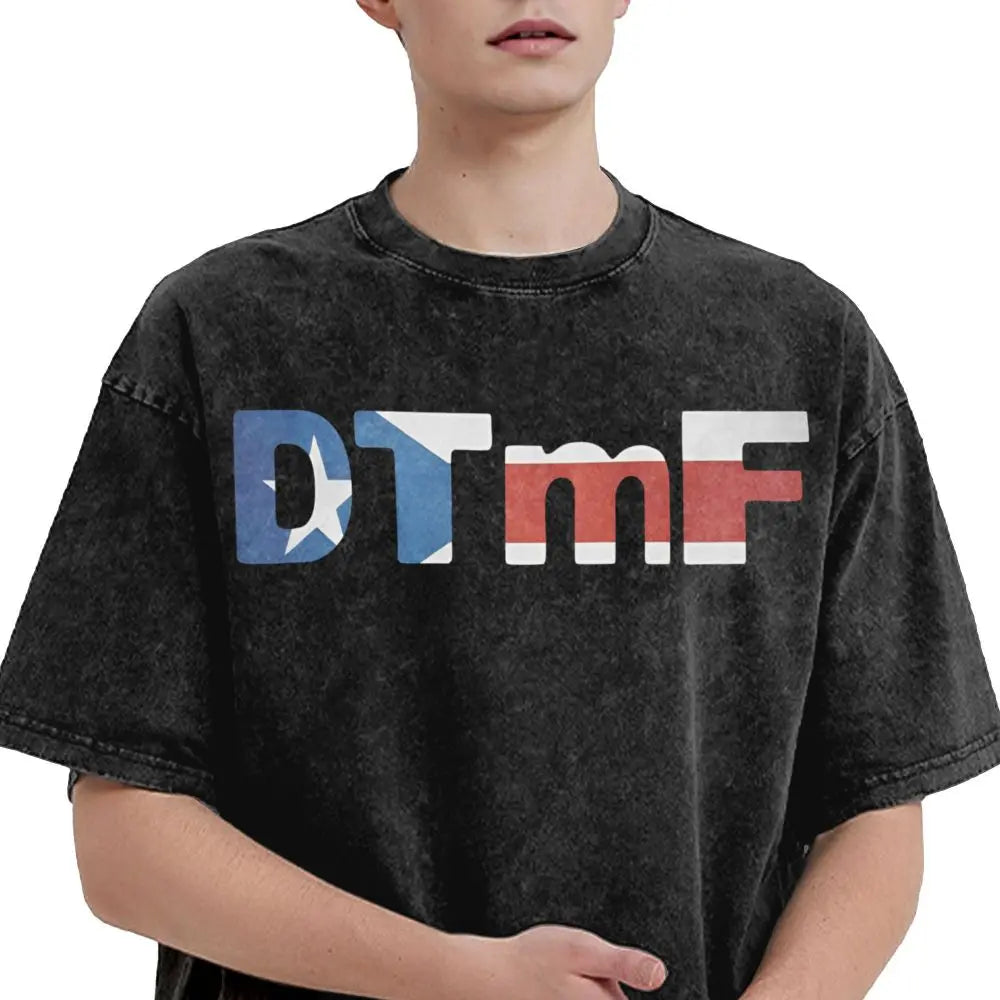 Washed T Shirts DTMF DeBi TiRAR MaS FOToS Bad-Bunnys Hip Hop T-Shirt Harajuku Streetwear Cotton Printed Tops Tees Men Women
