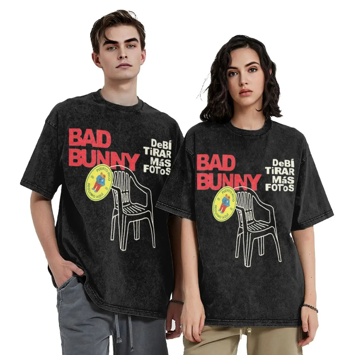 Washed T Shirts DTMF Debi Tirar Mas Fotos Vintage T-Shirt Bad Bunny 2025 New Album Cotton Summer Tops Tee Shirt for Men Women