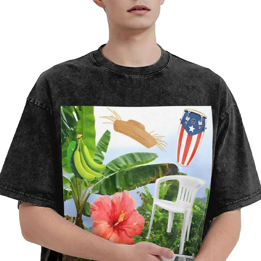 Washed T Shirts DTMF DeBi TiRAR MaS FOToS Bad-Bunnys Hip Hop T-Shirt Harajuku Streetwear Cotton Printed Tops Tees Men Women