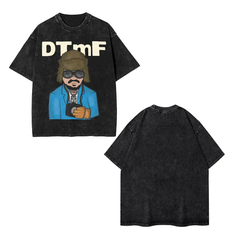 Washed T Shirts DTMF DeBi TiRAR MaS FOToS Bad-Bunnys Hip Hop T-Shirt Harajuku Streetwear Cotton Printed Tops Tees Men Women