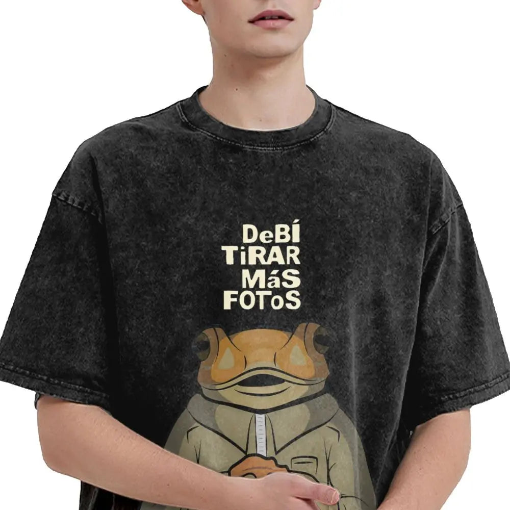 Washed T Shirts DTMF DeBi TiRAR MaS FOToS Bad-Bunnys Hip Hop T-Shirt Harajuku Streetwear Cotton Printed Tops Tees Men Women