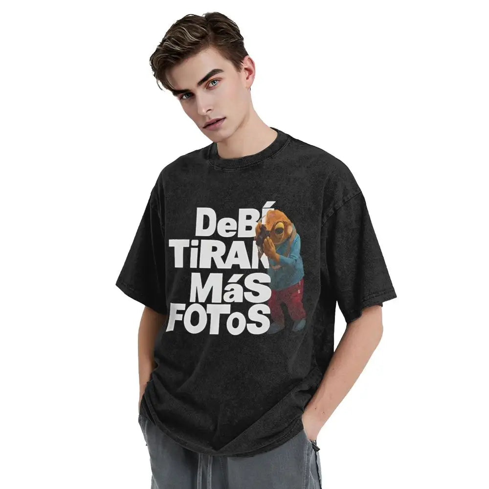 Washed T Shirts DTMF DeBi TiRAR MaS FOToS Bad-Bunnys Hip Hop T-Shirt Harajuku Streetwear Cotton Printed Tops Tees Men Women