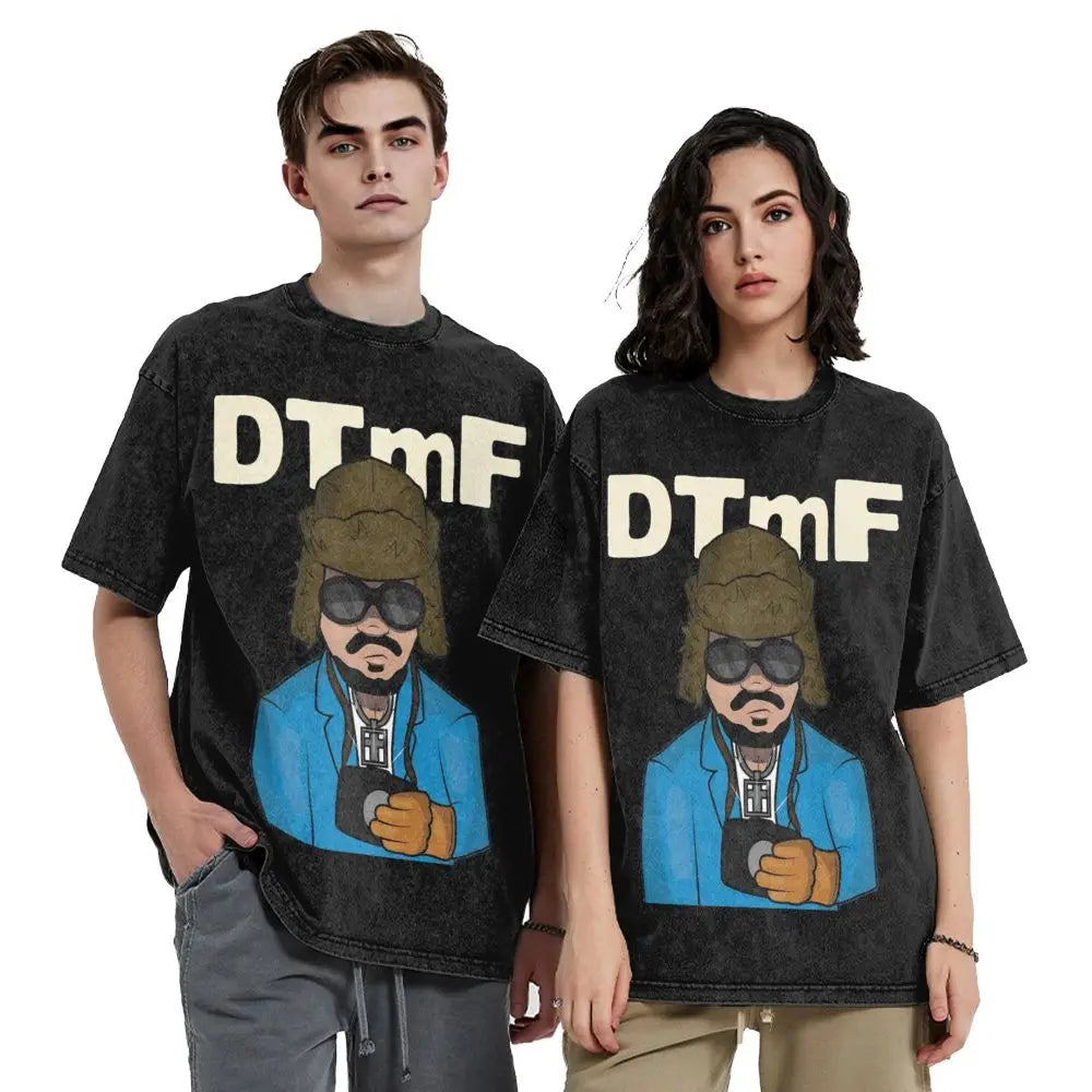 Washed T Shirts DTMF DeBi TiRAR MaS FOToS Bad-Bunnys Hip Hop T-Shirt Harajuku Streetwear Cotton Printed Tops Tees Men Women