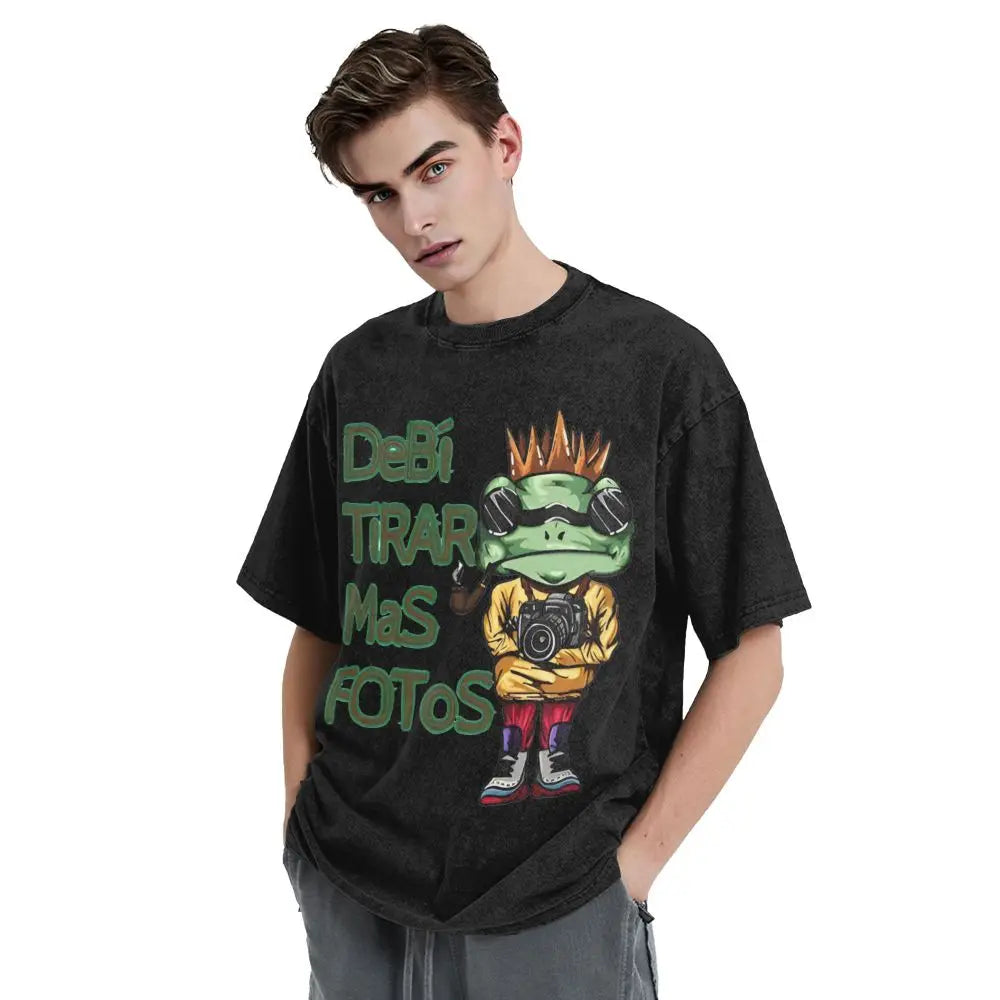 Washed T Shirts DTMF DeBi TiRAR MaS FOToS Bad-Bunnys Hip Hop T-Shirt Harajuku Streetwear Cotton Printed Tops Tees Men Women