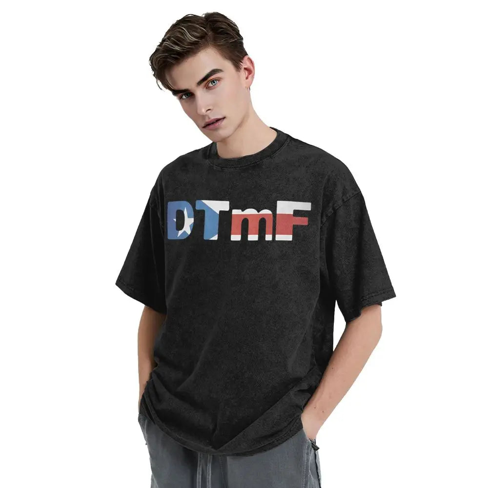 Washed T Shirts DTMF DeBi TiRAR MaS FOToS Bad-Bunnys Hip Hop T-Shirt Harajuku Streetwear Cotton Printed Tops Tees Men Women