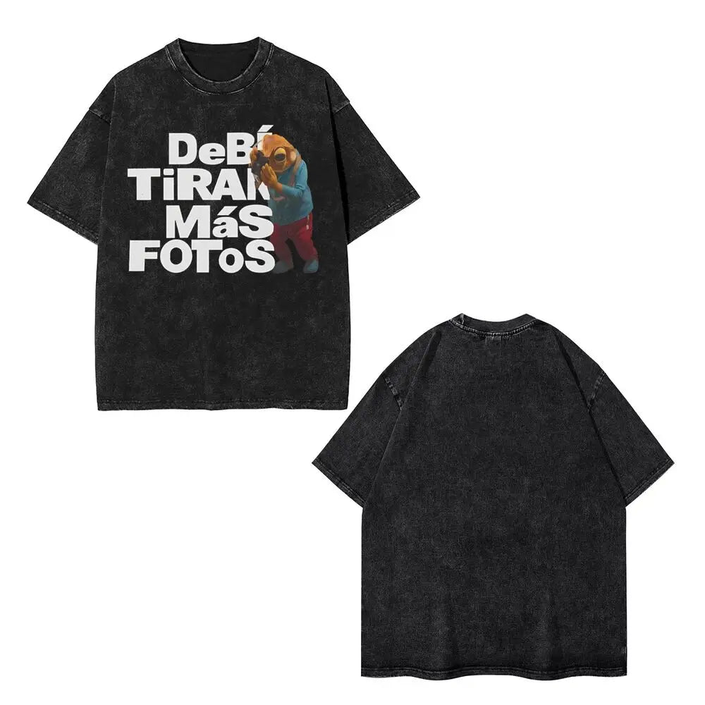 Washed T Shirts DTMF DeBi TiRAR MaS FOToS Bad-Bunnys Hip Hop T-Shirt Harajuku Streetwear Cotton Printed Tops Tees Men Women
