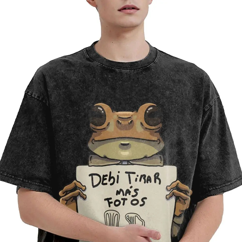 Washed T Shirts DTMF DeBi TiRAR MaS FOToS Bad-Bunnys Hip Hop T-Shirt Harajuku Streetwear Cotton Printed Tops Tees Men Women