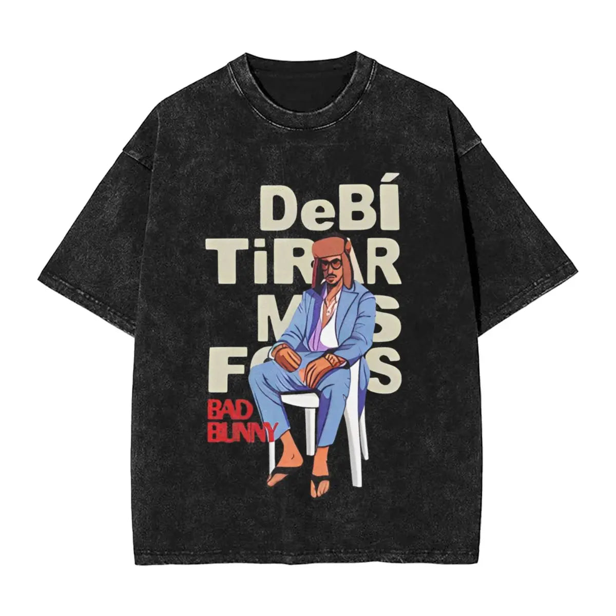 Washed T Shirts DTMF DeBi TiRAR MaS FOToS Bad-Bunnys Hip Hop T-Shirt Harajuku Streetwear Cotton Printed Tops Tees Men Women