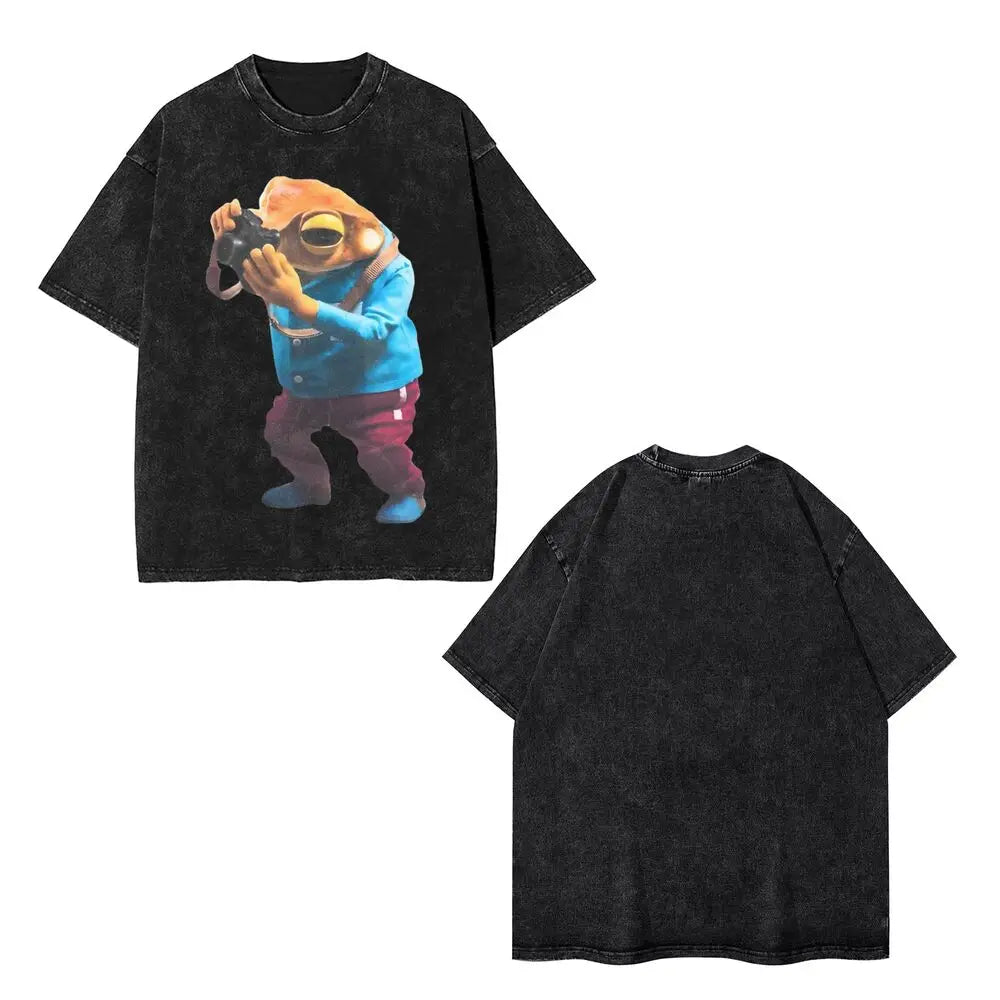 Washed T Shirts DTMF DeBi TiRAR MaS FOToS Bad-Bunnys Hip Hop T-Shirt Harajuku Streetwear Cotton Printed Tops Tees Men Women