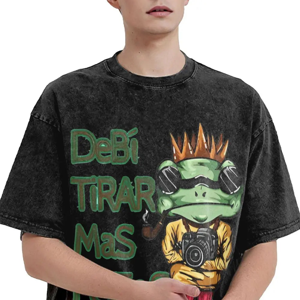 Washed T Shirts DTMF DeBi TiRAR MaS FOToS Bad-Bunnys Hip Hop T-Shirt Harajuku Streetwear Cotton Printed Tops Tees Men Women