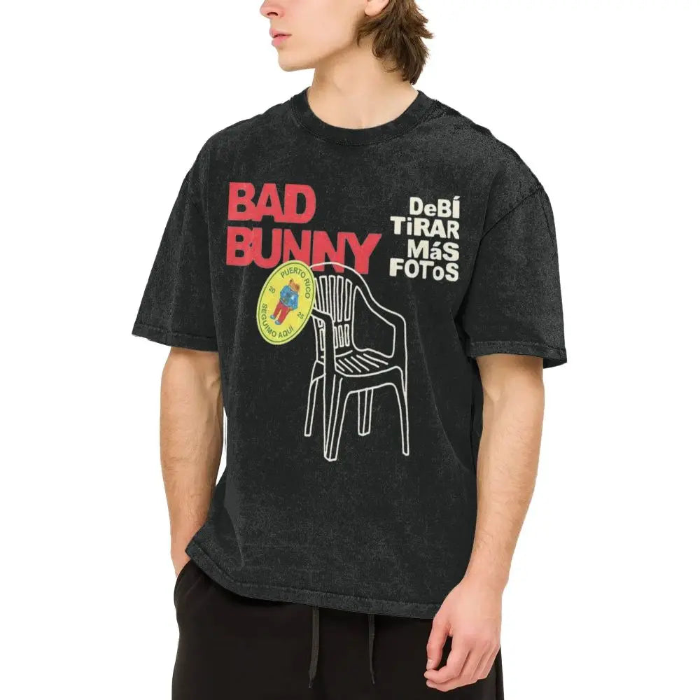 Washed T Shirts DTMF Debi Tirar Mas Fotos Vintage T-Shirt Bad Bunny 2025 New Album Cotton Summer Tops Tee Shirt for Men Women