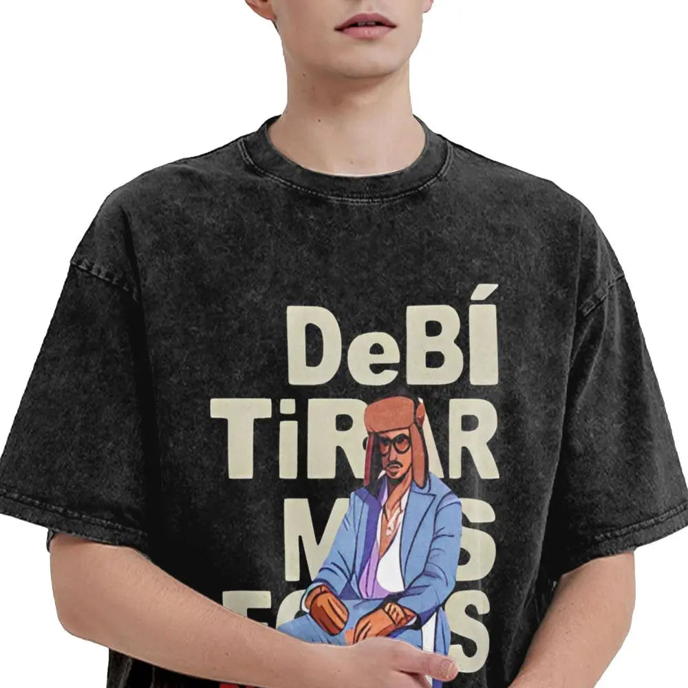 Washed T Shirts DTMF DeBi TiRAR MaS FOToS Bad-Bunnys Hip Hop T-Shirt Harajuku Streetwear Cotton Printed Tops Tees Men Women