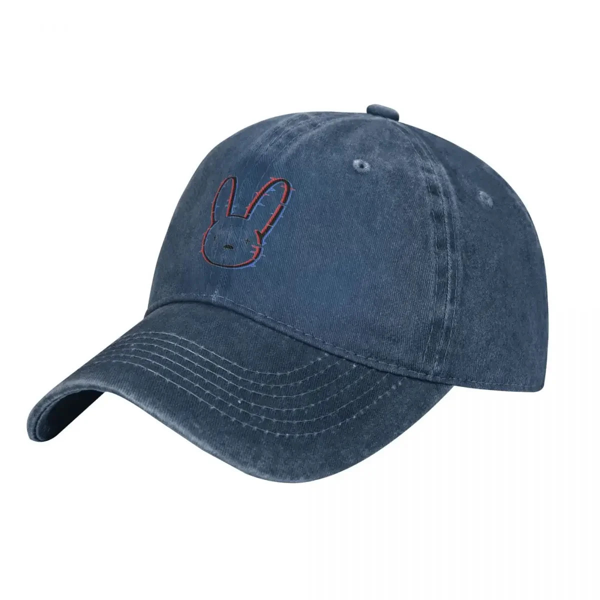 Bad Bunny Washed Baseball Cap Logo Glitch Retro Trucker Hat Unisex Gym Custom All Seasons Travel Adjustable Baseball Caps