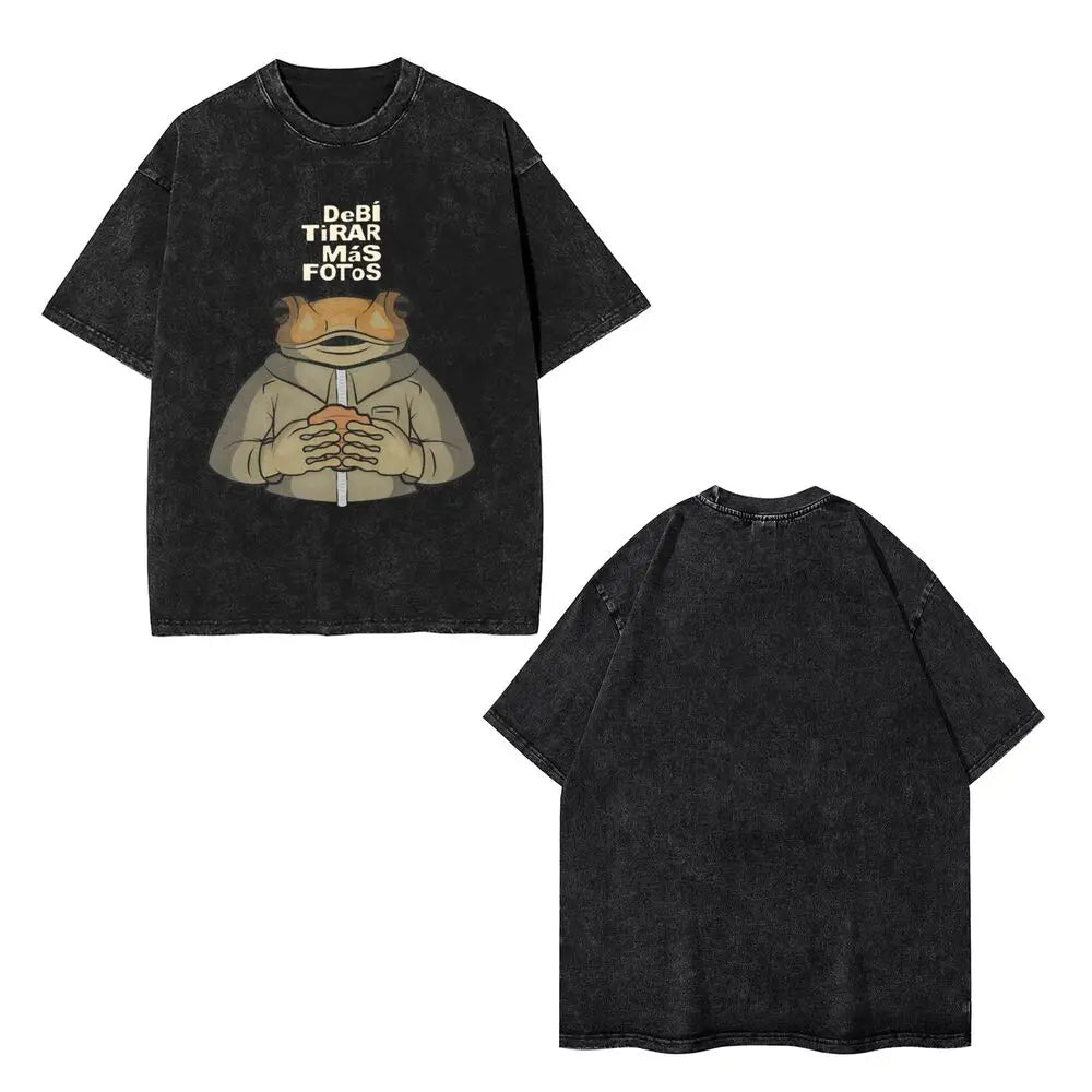 Washed T Shirts DTMF DeBi TiRAR MaS FOToS Bad-Bunnys Hip Hop T-Shirt Harajuku Streetwear Cotton Printed Tops Tees Men Women