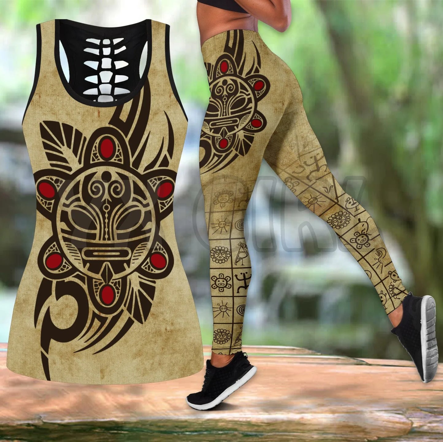 Puerto Rico With Skull 3D Printed Tank Top+Legging Combo Outfit Yoga Fitness Legging Women