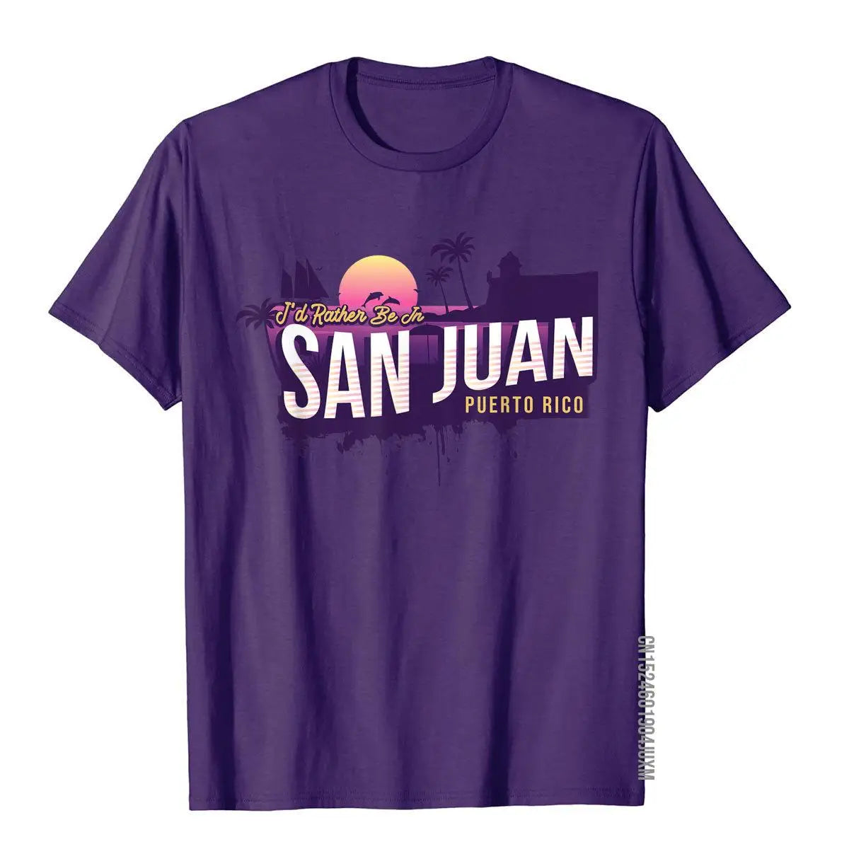 I'd Rather Be In San Juan Puerto Rico Vintage Souvenir T-Shirt Birthday Tops Shirt For Men Cheap Cotton Top T-Shirts Printed