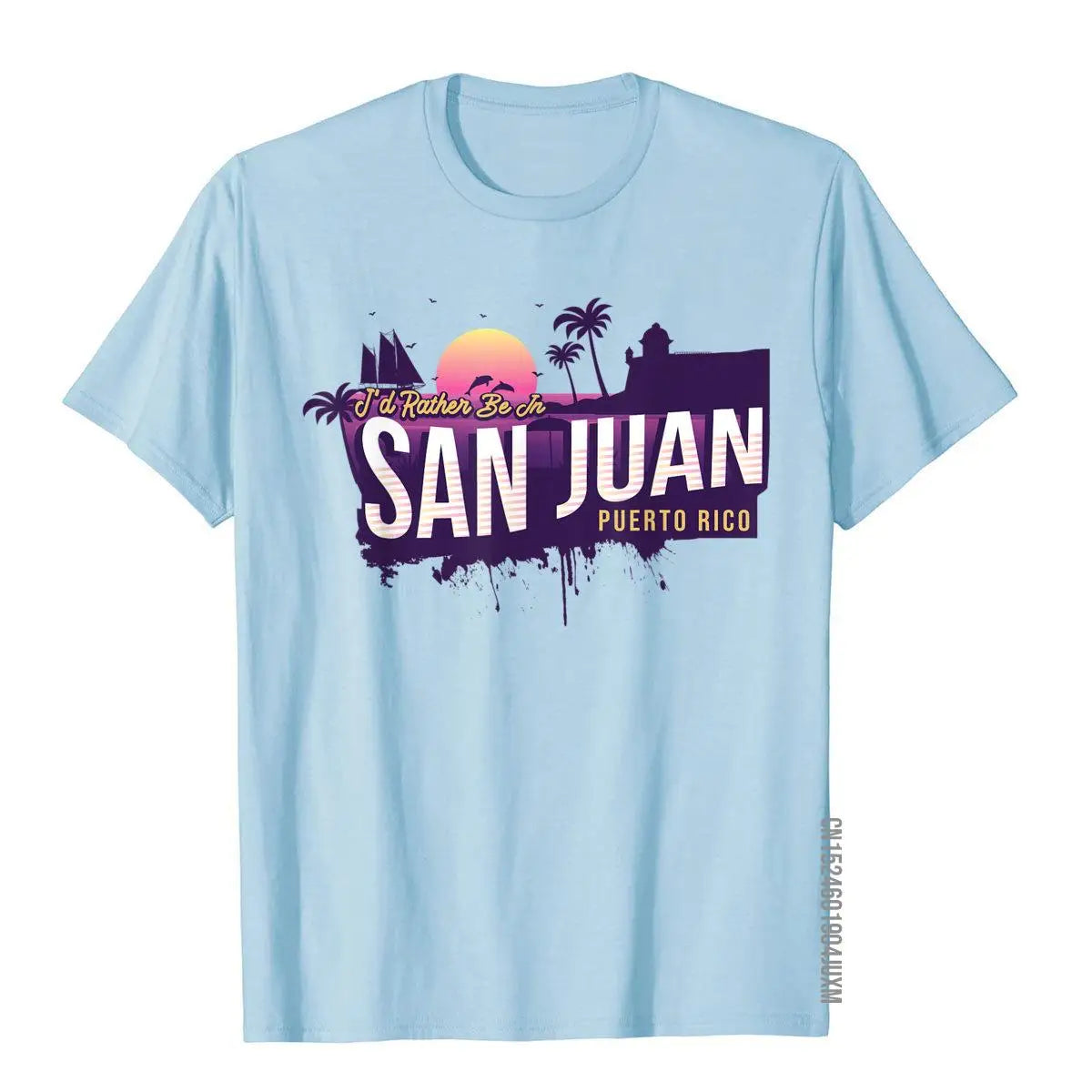 I'd Rather Be In San Juan Puerto Rico Vintage Souvenir T-Shirt Birthday Tops Shirt For Men Cheap Cotton Top T-Shirts Printed