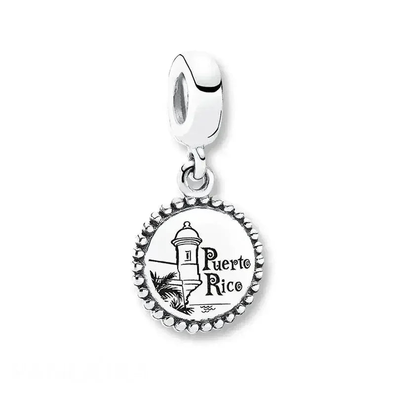 2024 New Fashion Be Mine S925 Lady Boss Dangle Sister ,Goahzikl Puerto Rico Flag Pendant Charm DIY Original Woman Jewelry Gift