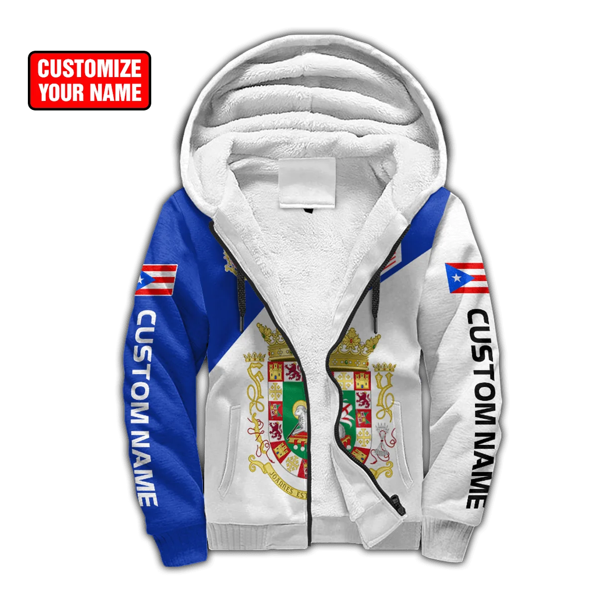 Tessffel Country Puerto Rico Caribbean Sea Camo Tattoo Flag 3DPrint Men/Women Funny Winter Coat Fleece Hoodies Casual Jacket A1
