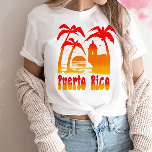 Puerto Rico t shirt women harajuku top girl streetwear anime harajuku clothes