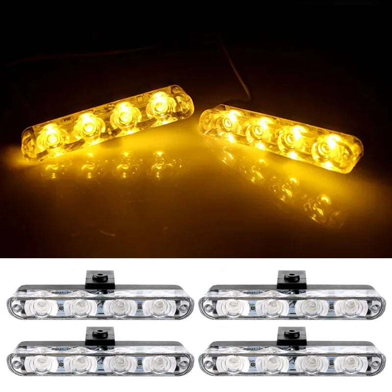 4 In 1 Red Blue Emergency Strobe Lights Police Lights 12V With Wireless Remote Control Flash Grille Light for Cars Truck Van SUV