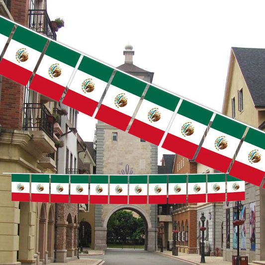 MEX MX Mexico  bunting flags 20pcs/set 14x21cm Pennant Mexico Mexican String Banner Buntings Festival Party Holiday