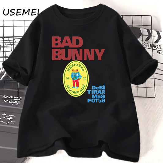 Bad Bunny Debi Tirar Mas Fotos T Shirt for Men Women Dtmf New Album T-shirt Hip Hop Cotton Short Sleeve Tees Streetwear Clothing