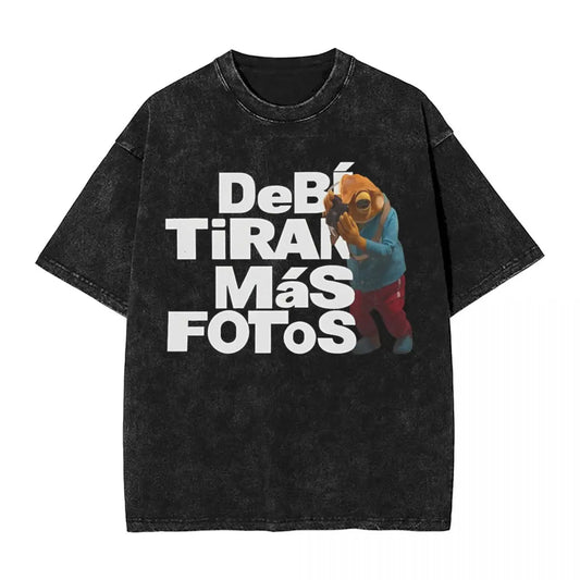 Washed T Shirts DTMF DeBi TiRAR MaS FOToS Bad-Bunnys Hip Hop T-Shirt Harajuku Streetwear Cotton Printed Tops Tees Men Women
