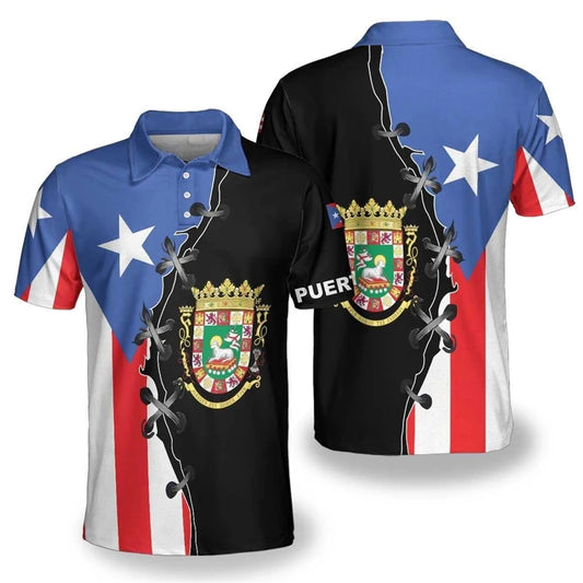 Puerto Rico Flag Map 3D Print Polo Shirts For Men Clothes Casual Hawaiian Flower Frog POLO Shirt Kids Jersey Jersey Short Sleeve